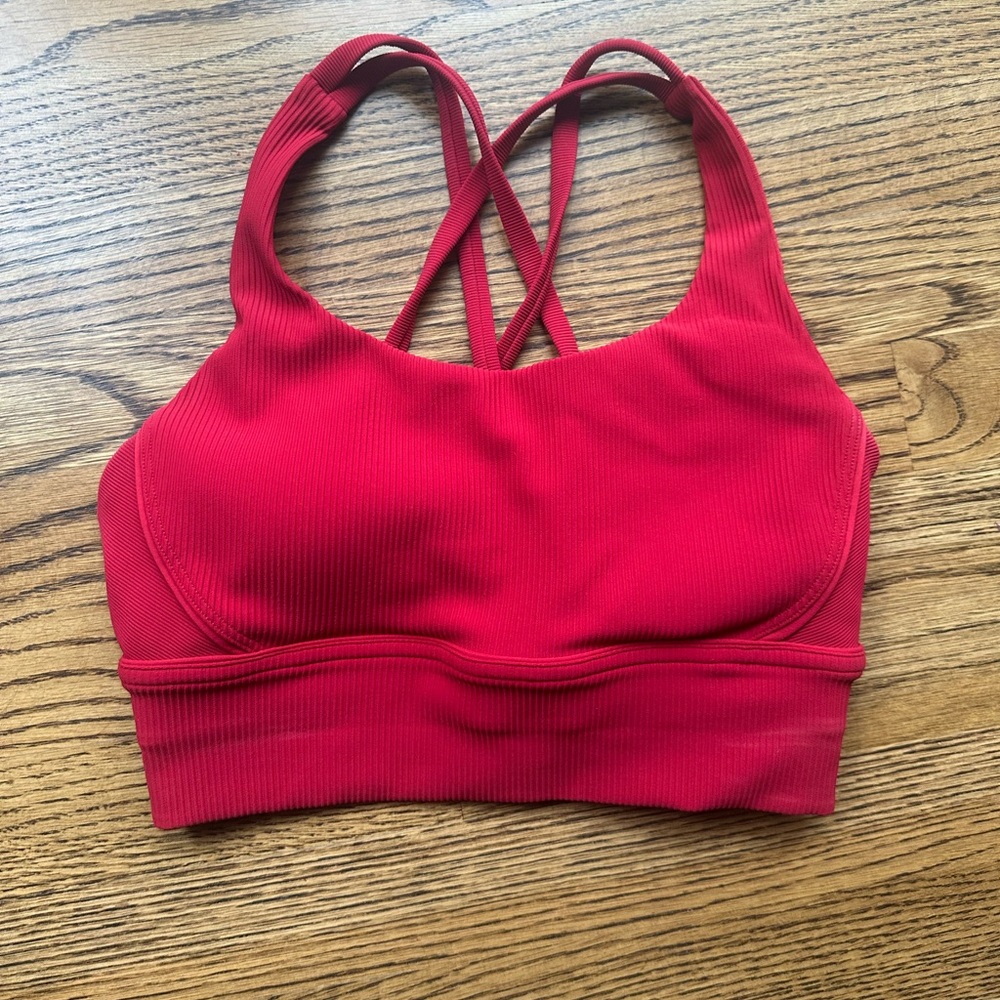 Lululemon Athletica longline energy ribbed bra in Dark Red